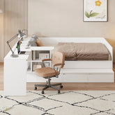 Bellemave® Full Size Wooden Daybed with 6 Drawers, Shelves and Dressing Table - Bellemave